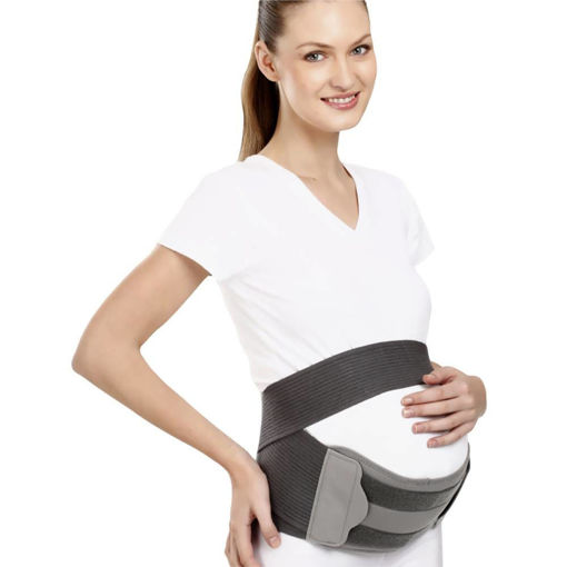 صورة حزام دعم البطن والظهر أثناء الحمل -  رمادي