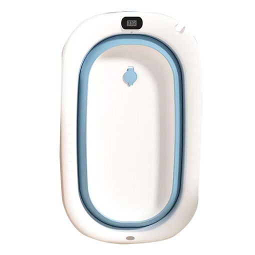 صورة حوض استحمام سيليكون للأطفال قابل للطي بترمومتر ديجيتال – رمادي